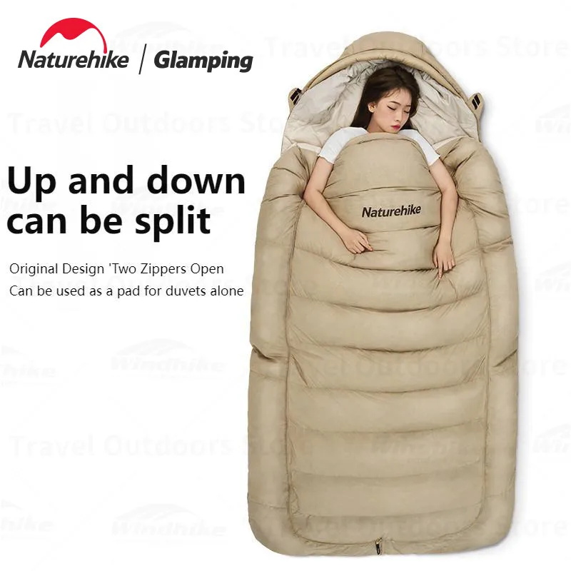 Naturehike Duck Down Sleeping Bag Ultralight Autumn Winter Spring Widened Sleeping Bag Hooded Windproof Waterproof -10℃ Outdoor - Image 2