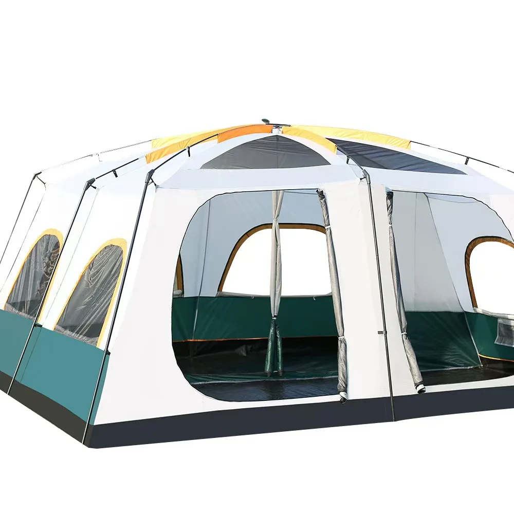 New Outdoor 8-12 People Double Rain and Sun Protection Family Road Trip Picnic Camping Two Rooms Tent - Image 4