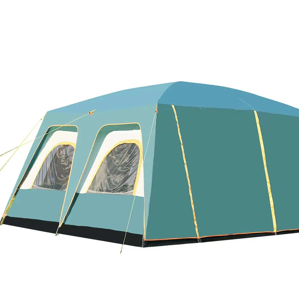 New Outdoor 8-12 People Double Rain and Sun Protection Family Road Trip Picnic Camping Two Rooms Tent - Image 3