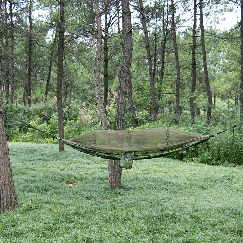 Outdoor Camping Camouflage Green Color Portable Hammock with Mosquito Net Dual Purpose Hanging Bed for Hiking Traveling - Image 3