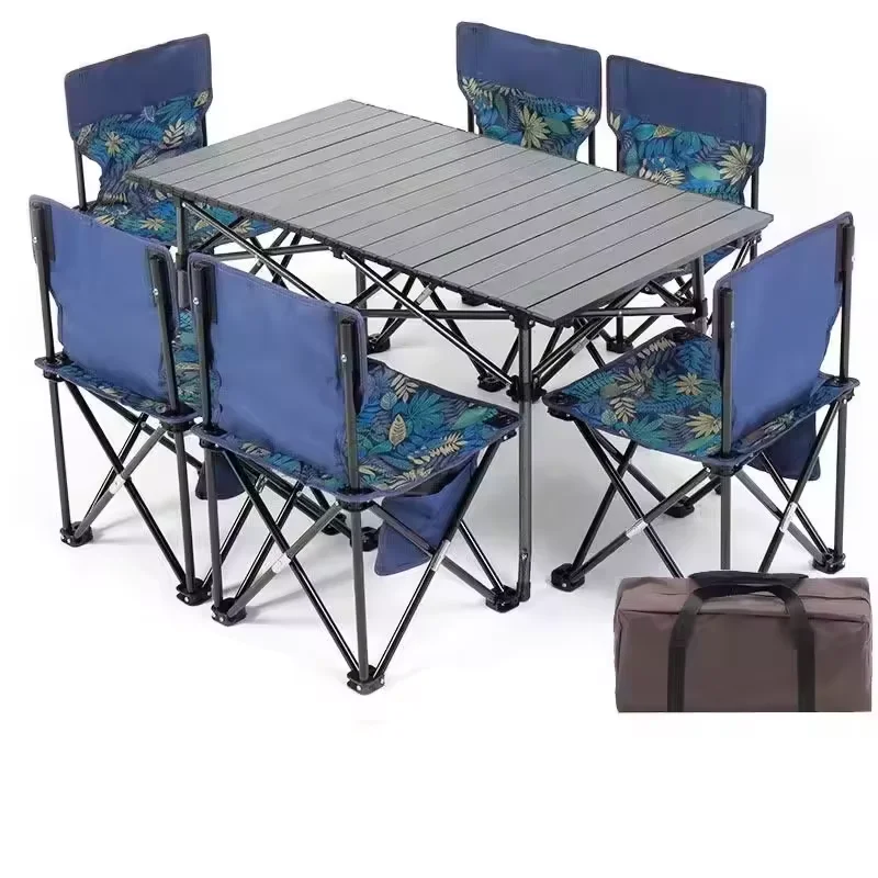 ModernTable and Chair Mountain Garden Park Camping Table Outdoor Multi-functional Folding Aluminum Alloy Table and Chair Set - Image 2