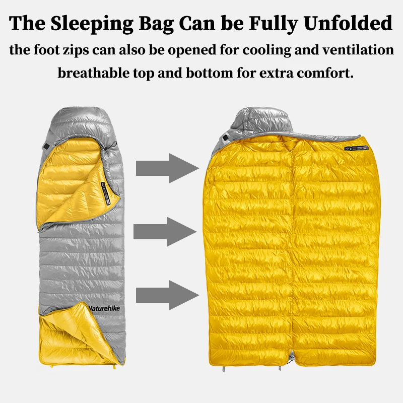 Naturehike CW700 Sleeping Bag Ultralight Winter Duck Down Sleeping Bag 650FP Outdoor Hiking Traveling Waterproof Sleeping Bags - Image 3