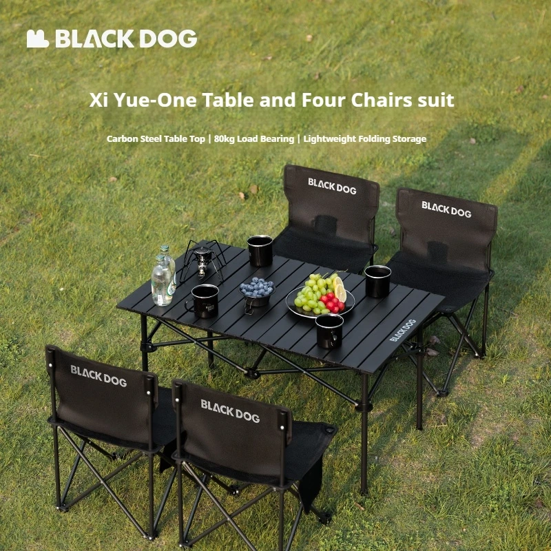 Naturehike BLACKDOG Outdoor Camping Table And Chair Set Carbon Steel Floding Egg Roll Table Portable Oxford Folding Picnic Chair - Image 3