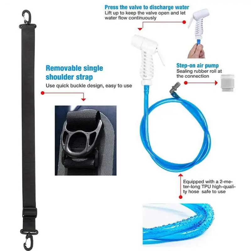 Portable Shower Bag For Camping 12L Portable Outdoor Shower With Foot-Pump Hot Water Support Water Level Window Waterproof - Image 5